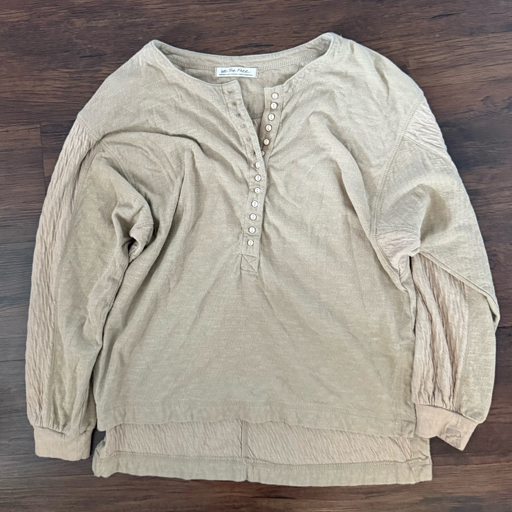 Free People We The Free‎ Henley Ribbed Long-Sleeve Top